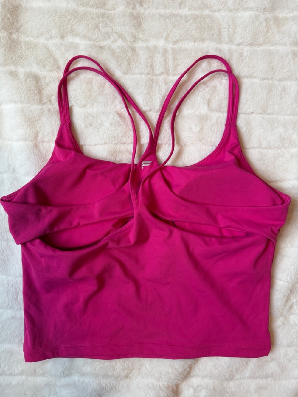 Fabletics Hot Pink Double-Strap Cropped Tank Top - Picture 2 of 2